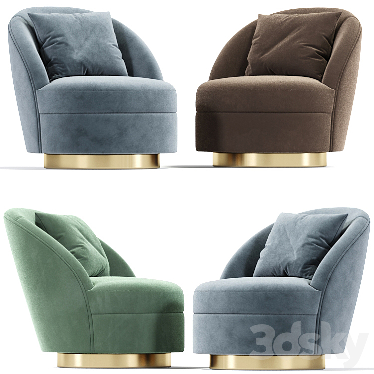 Axel Swivel Arm Chair 3DS Max - thumbnail 2