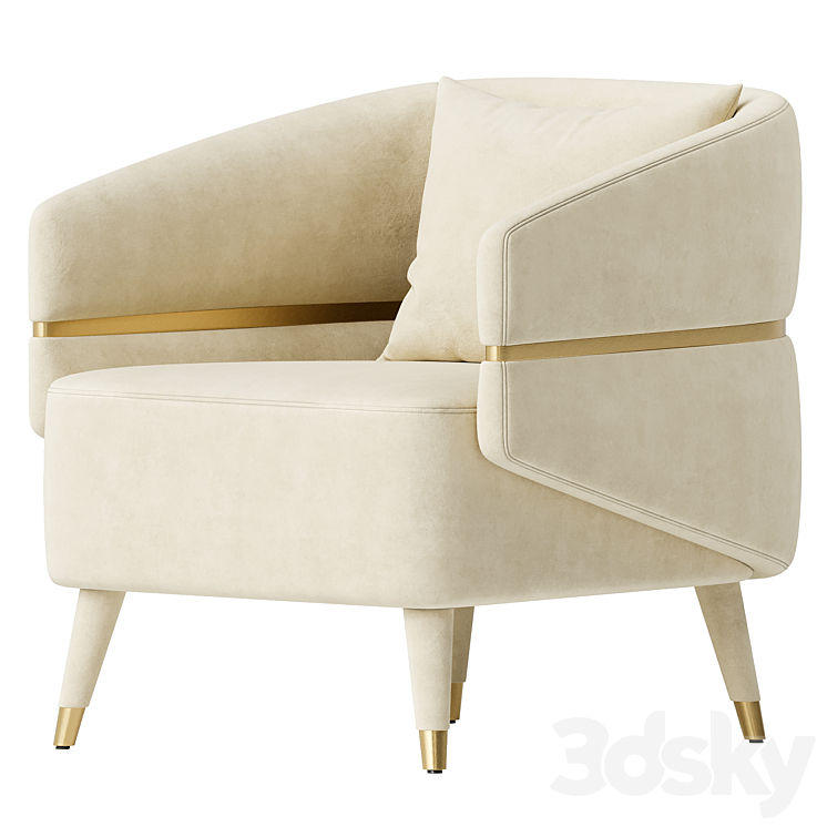 Ayla Velvet Accent Chair 3DS Max Model - thumbnail 2