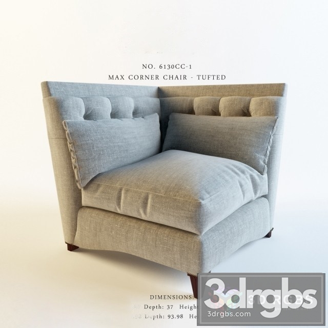 Baker 6130CC1 Corner Chair Tufted 3dsmax Download - thumbnail 1