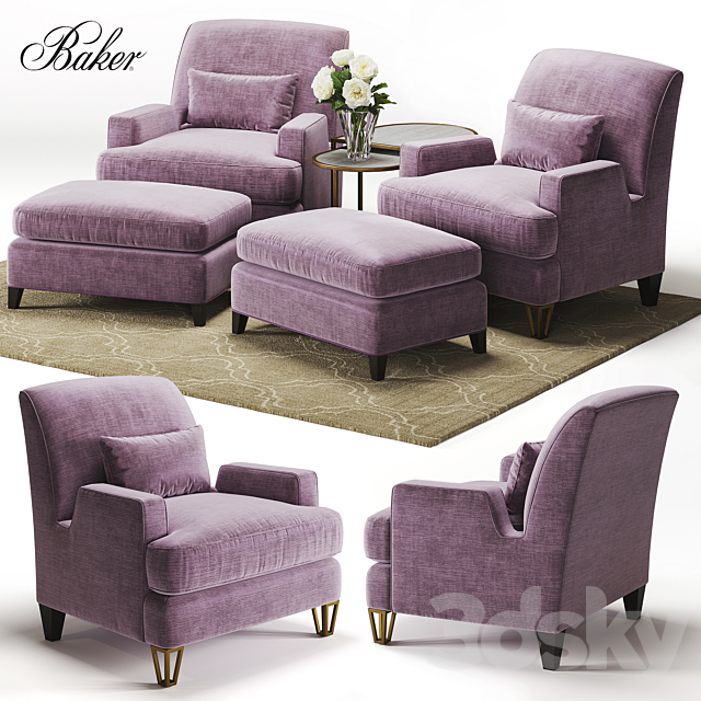 BAKER Almandine Lounge Chair 3ds Max - thumbnail 1