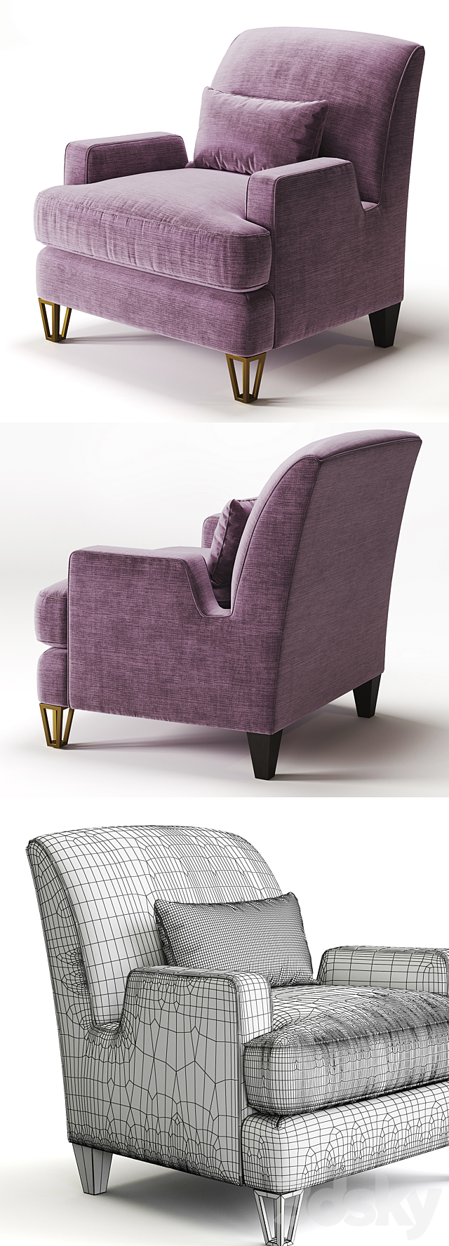 BAKER Almandine Lounge Chair 3ds Max - thumbnail 3