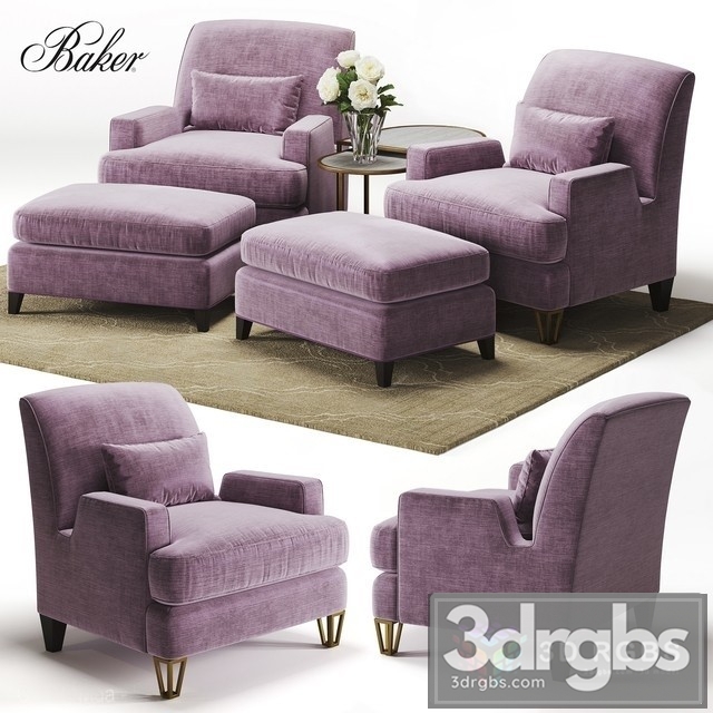 Baker Almandine Lounge Chair 3dsmax Download - thumbnail 1