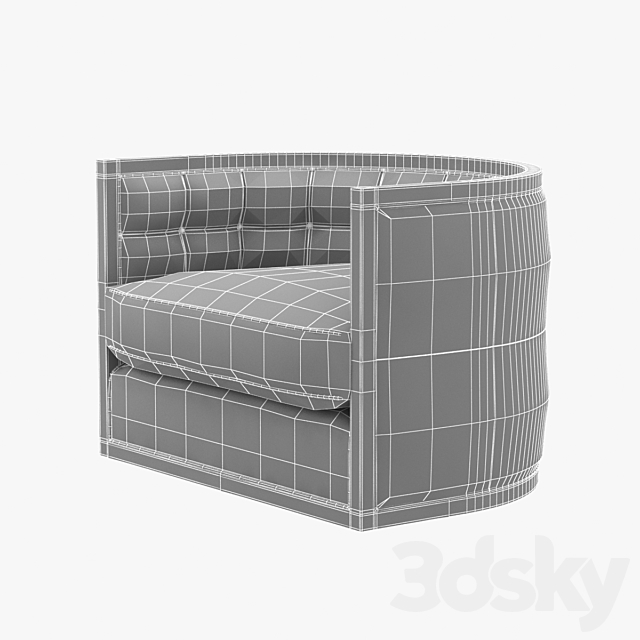 Baker ARCHETYPE ROUND TUFTED SWIVEL CHAIR 3D model 3ds Max - thumbnail 3