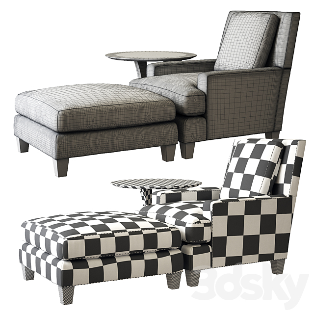 Baker Barbara Barry Chair and Table 3ds Max - thumbnail 2