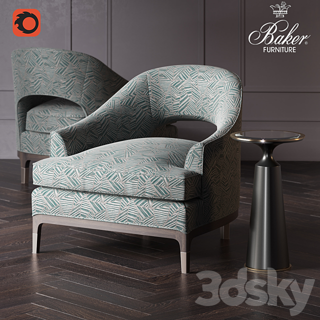 Baker CARNELIAN LOUNGE CHAIR ?6180S & Baker VIRIDINE ROUND ACCENT TABLE ? 3183 3DSMax File - thumbnail 1