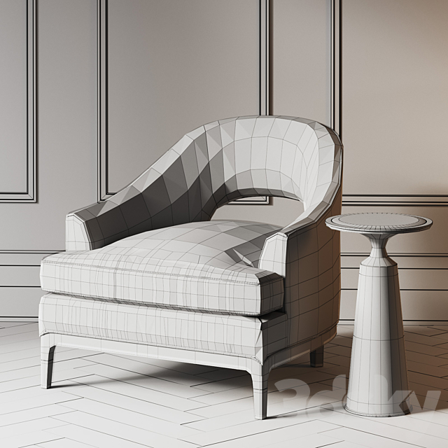 Baker CARNELIAN LOUNGE CHAIR ?6180S & Baker VIRIDINE ROUND ACCENT TABLE ? 3183 3DSMax File - thumbnail 3