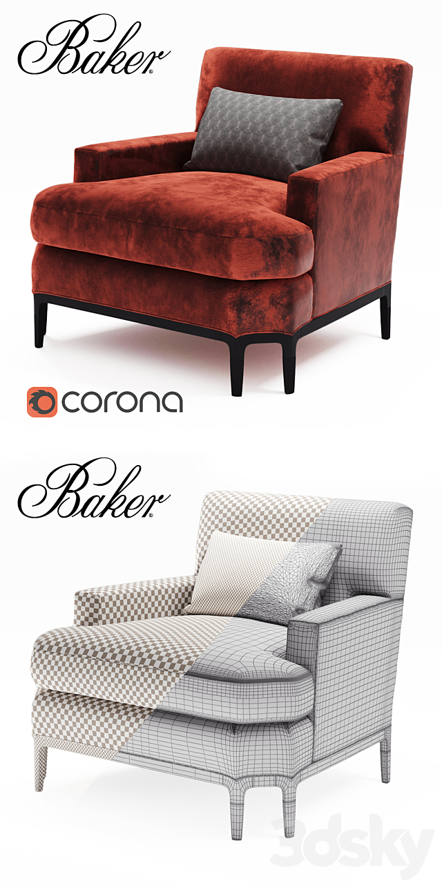 Baker CELESTITE LOUNGE CHAIR 3DS Max Model - thumbnail 3