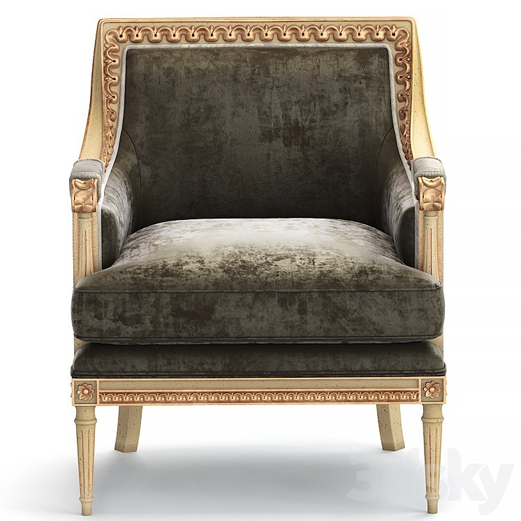 Baker Chair classic upholstery 3DS Max - thumbnail 2