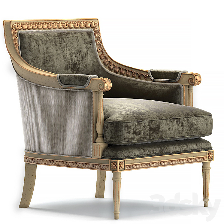 Baker Chair classic upholstery 3DS Max - thumbnail 1