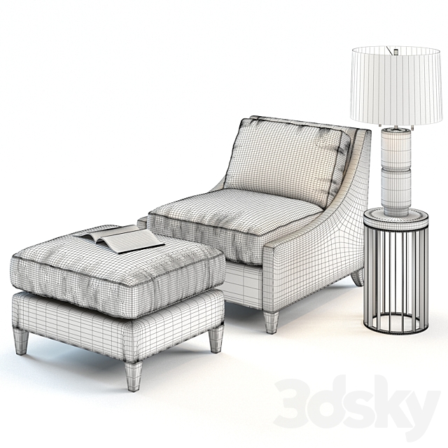 Baker Curved Back Lounge Chair 3DSMax File - thumbnail 3