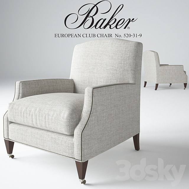 Baker. EUROPEAN CLUB CHAIR. No. 520-31-9 3DSMax File - thumbnail 1