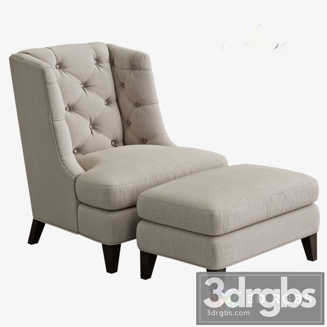 Baker Moderne Wing Chair 3dsmax Download - thumbnail 1