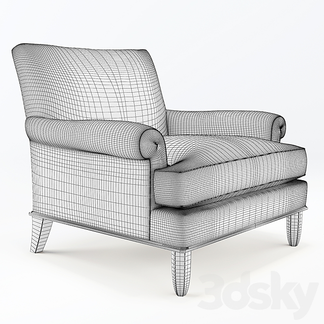 Baker No.847-37 Tight back lounge chair 3DS Max Model - thumbnail 2