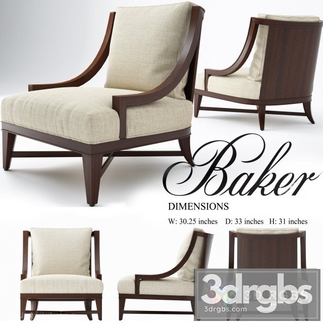 Baker Nob Hill Lounge Chair 3dsmax Download - thumbnail 1