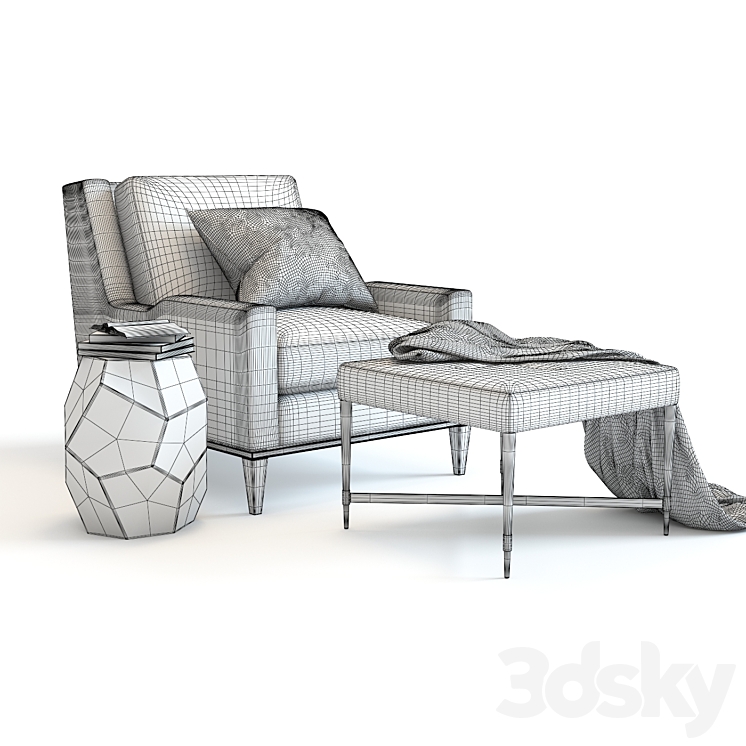 Baker Presido Lounge Chair 3DS Max - thumbnail 2