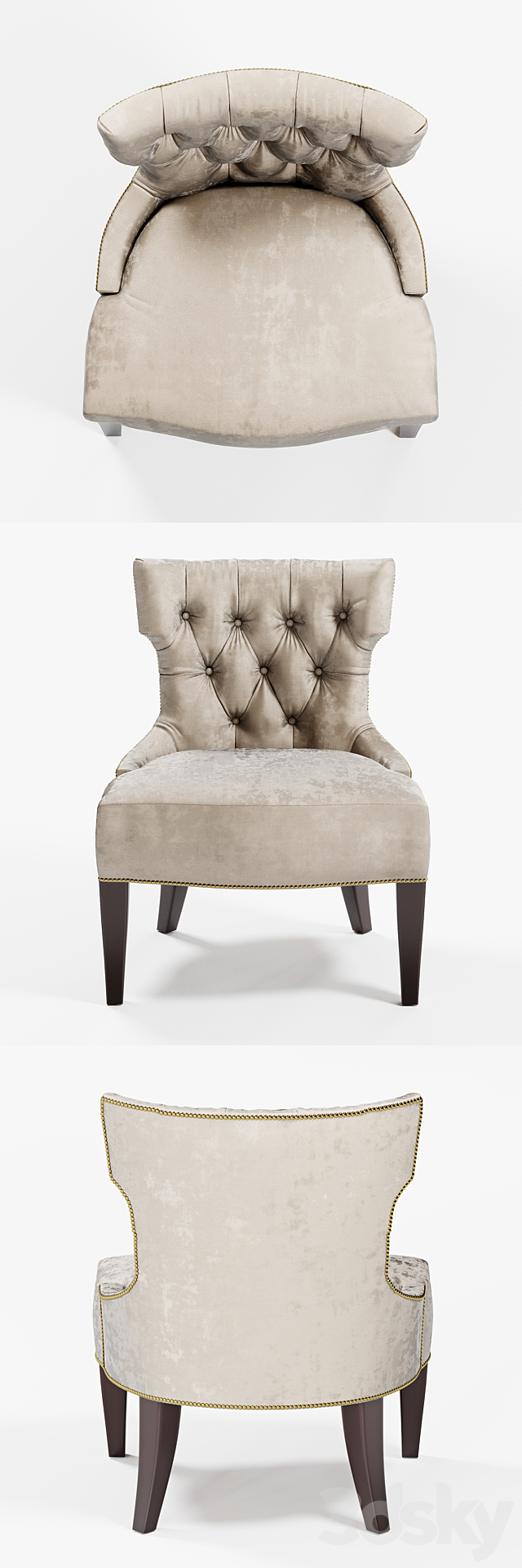 Baker TUFTED BACK LOUNGE CHAIR 3ds Max - thumbnail 2