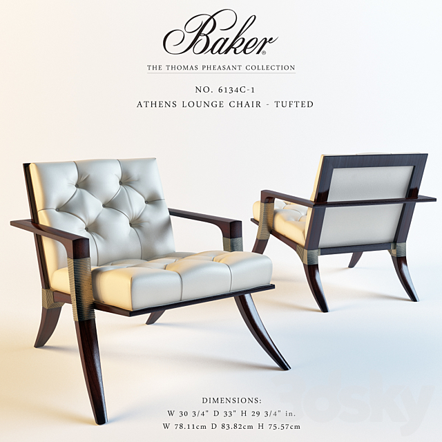 Baker_6134C-1_ ATHENS LOUNGE CHAIR – TUFTED 3DSMax File - thumbnail 1