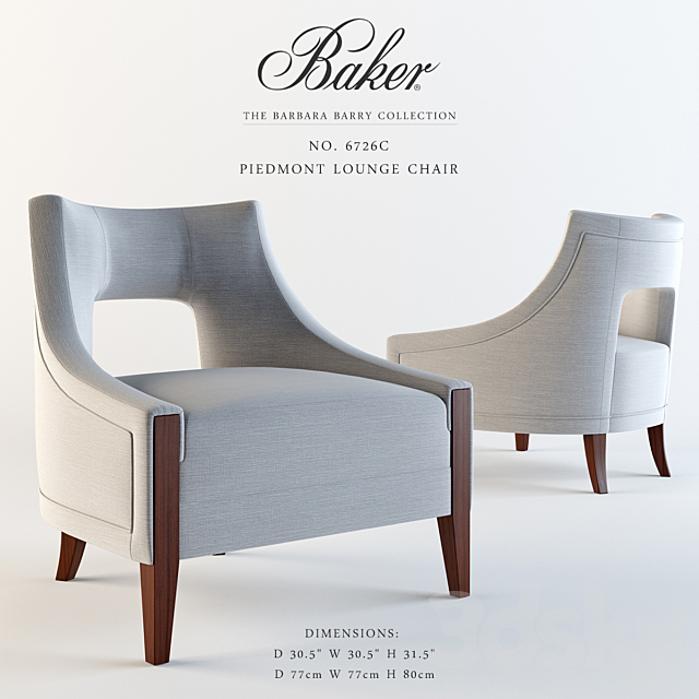 BAKER_Piedmont Lounge Chair_No 6726C 3DS Max Model - thumbnail 2