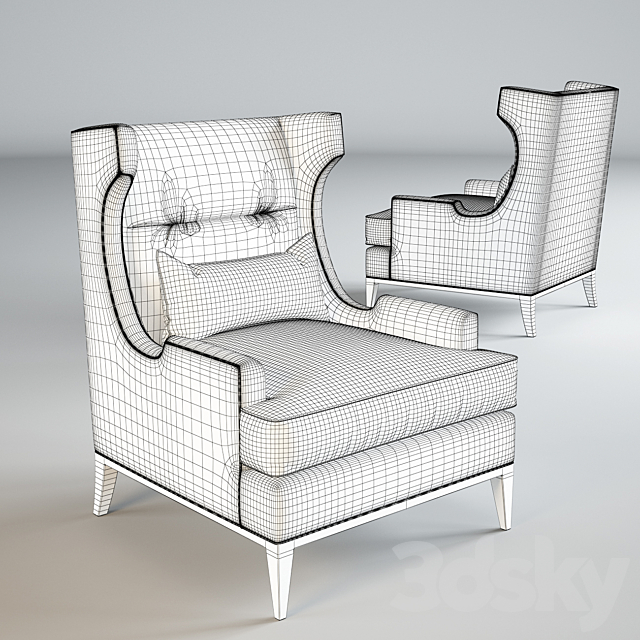 Baker_Westminster Wing Chair No. 6572C 3DS Max Model - thumbnail 2