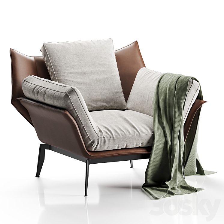 Bali designer armchair 3DS Max Model - thumbnail 1