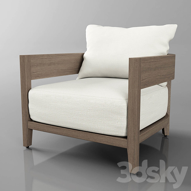 balmain teak lounge chair 3ds Max - thumbnail 1