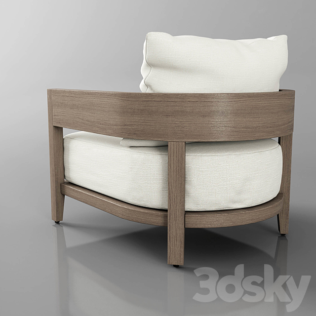 balmain teak lounge chair 3ds Max - thumbnail 2