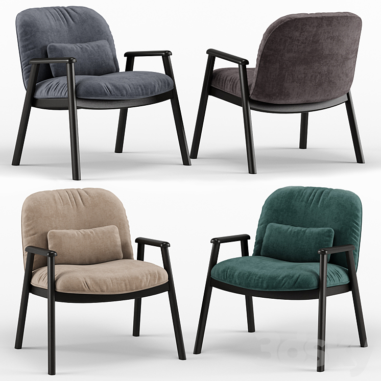 Baltimora velvet armchair – Calligaris 3DS Max - thumbnail 1