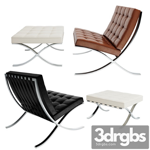 Barcelona Chair + stool 3dsmax Download - thumbnail 1