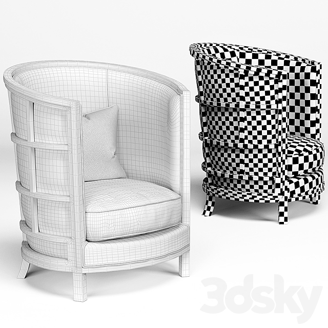 Barrel Chair Kate 3DS Max Model - thumbnail 3