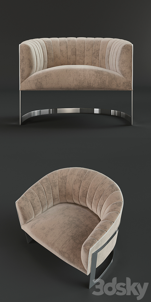 Barrel Lounge chair 3DS Max Model - thumbnail 2