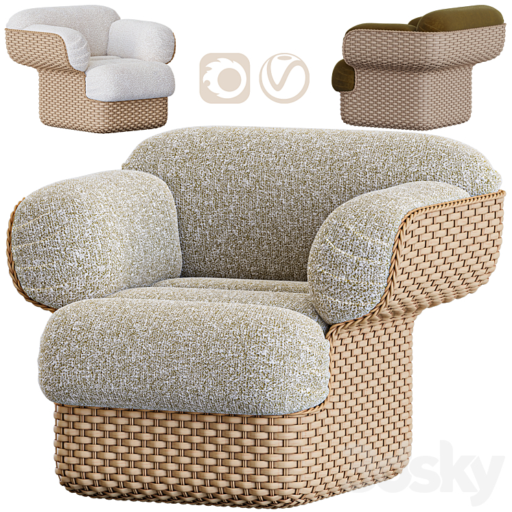 Basket Lounge Chair Gubi 3DS Max Model - thumbnail 3