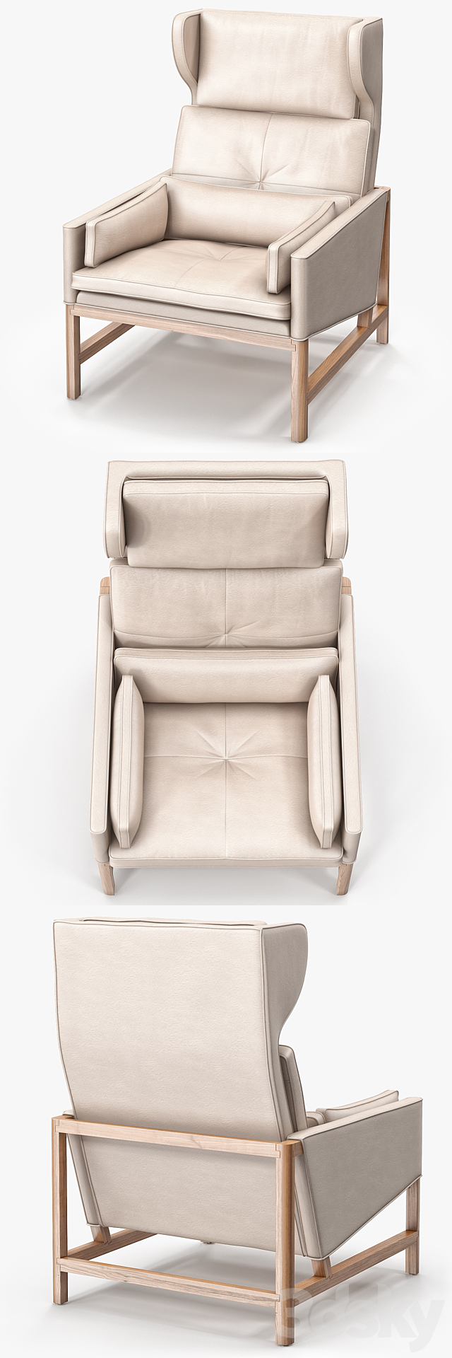 BassamFellows CB-51 Wing Back Lounge Chair 3ds Max - thumbnail 3