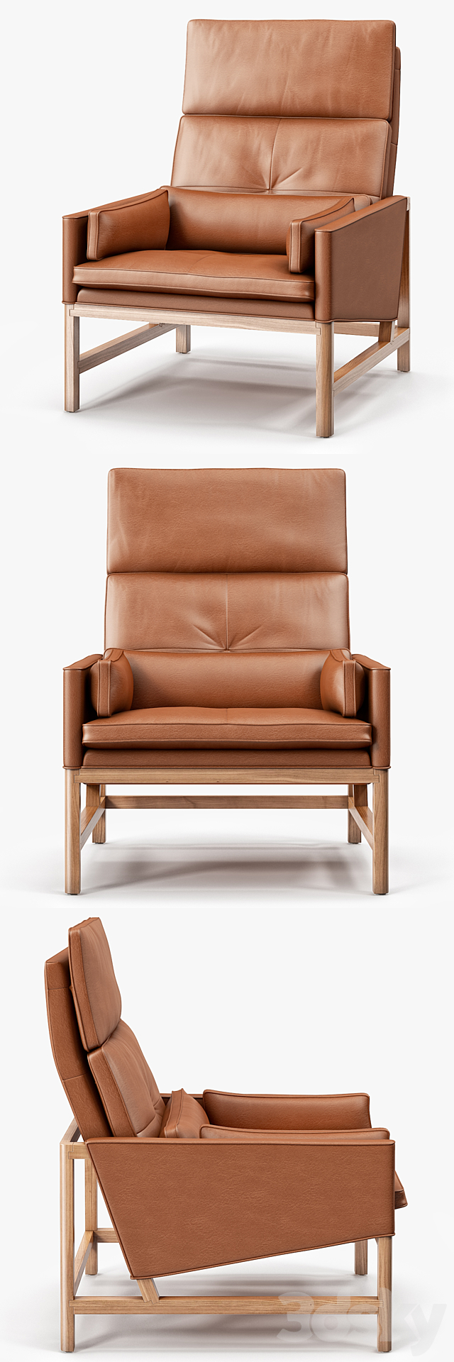 BassamFellows High Back Lounge Chair 3DS Max Model - thumbnail 2