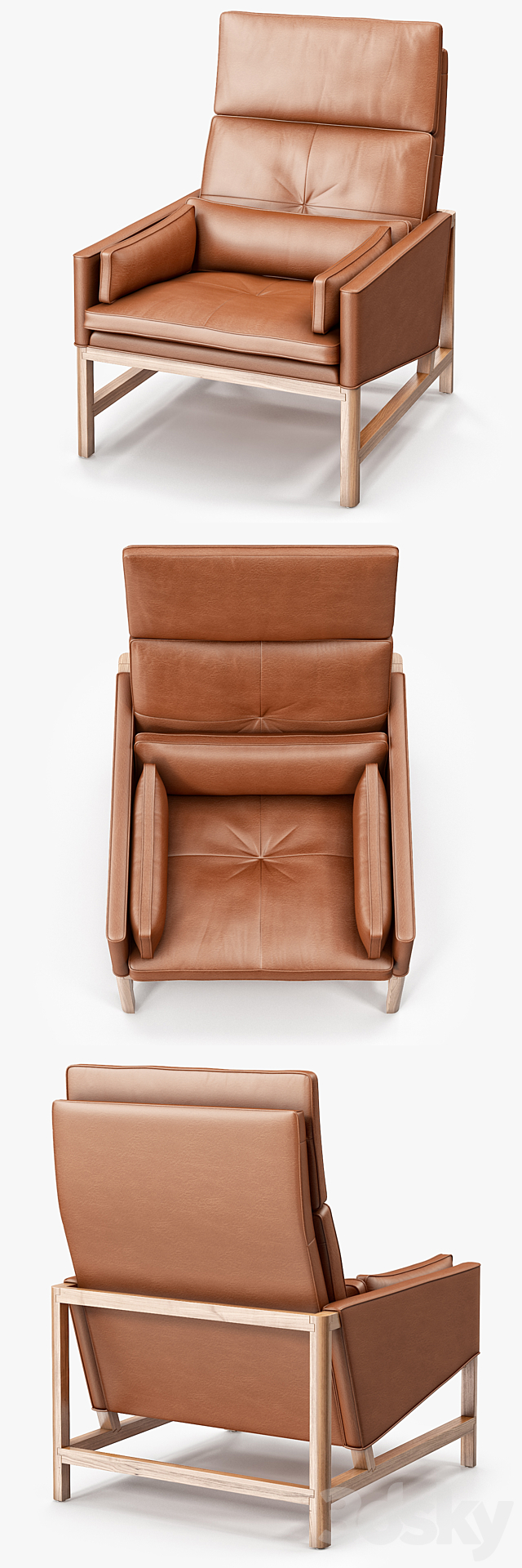 BassamFellows High Back Lounge Chair 3DS Max Model - thumbnail 3