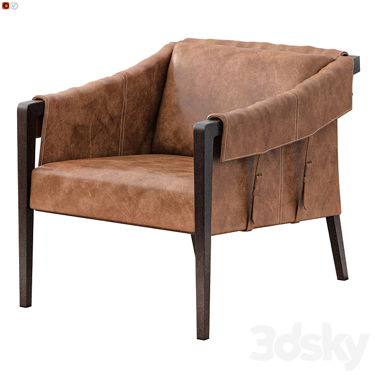 BAUER TOP-GRAIN LEATHER CHAIR (WARM TAUPE DAKOTA) 3DS Max Model - thumbnail 1