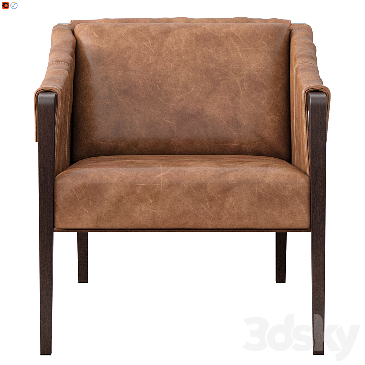 BAUER TOP-GRAIN LEATHER CHAIR (WARM TAUPE DAKOTA) 3DS Max Model - thumbnail 2