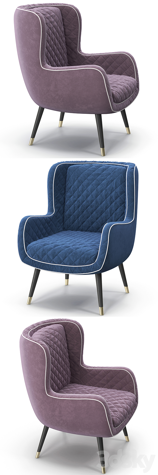 Baxter Dolly armchair 3ds Max - thumbnail 2