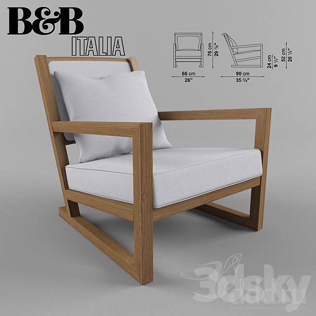 B&B _ Clio Simplice Armchair 3ds Max - thumbnail 1