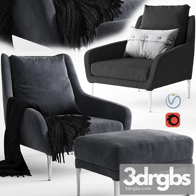 B&b italia edouard armchair 3dsmax Download - thumbnail 1