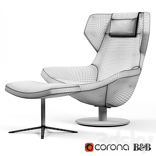 B&B Italia Metropolitan 14 chair 2 3ds Max - thumbnail 3