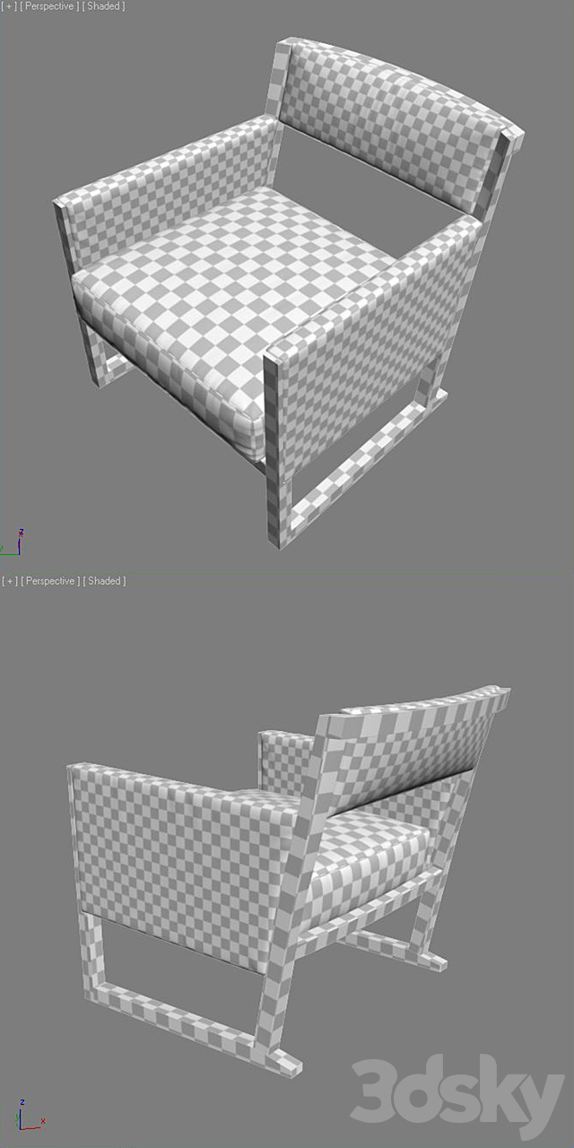 B&B ITALIA MUSA Armchair SM65P 3DS Max Model - thumbnail 3