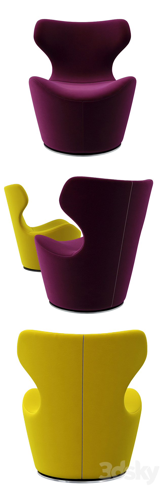 B&B Italia Piccola Papilio chair 3DS Max Model - thumbnail 2