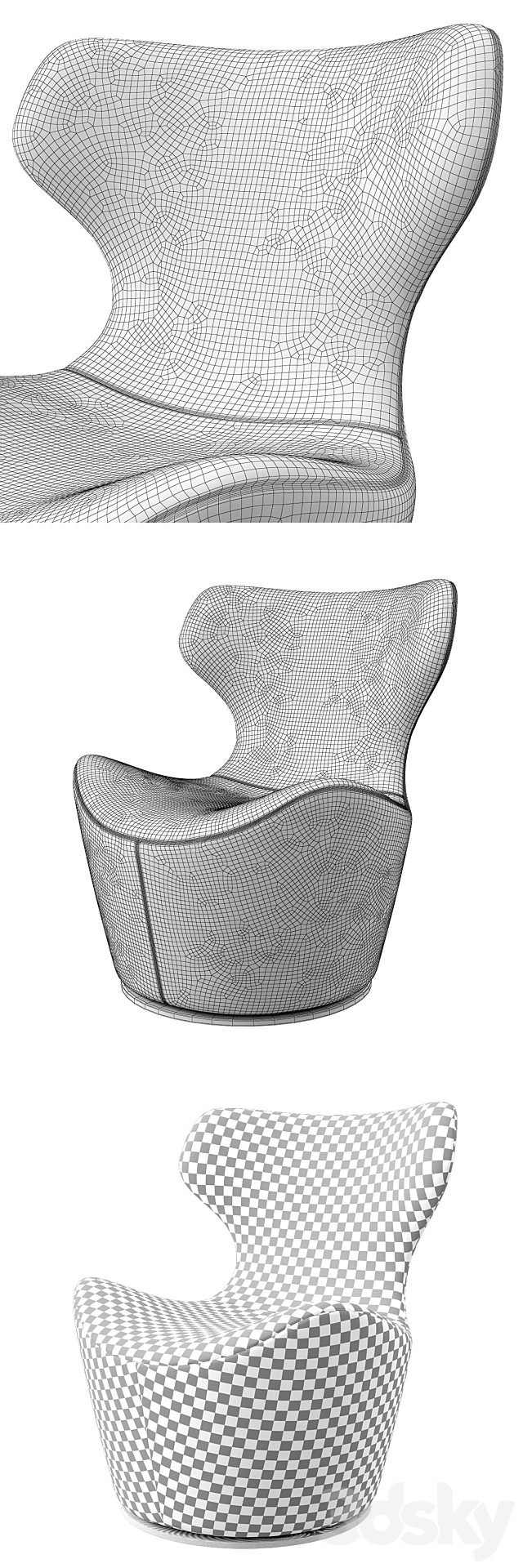 B&B Italia Piccola Papilio chair 3DS Max Model - thumbnail 3