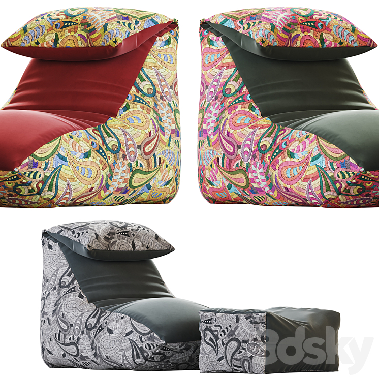 Bean bag chair with V-Mix cushion 3DS Max - thumbnail 2