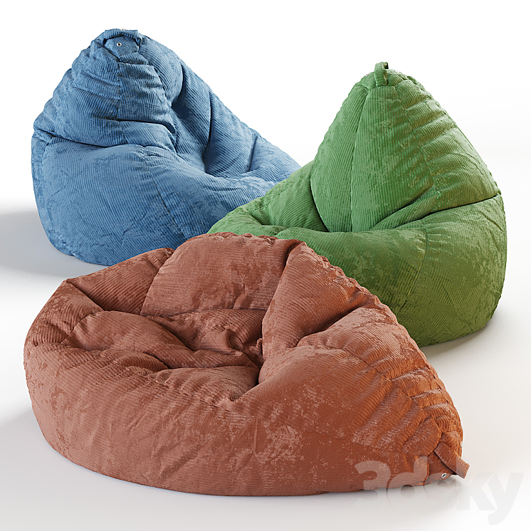 Bean bag pear 3 3DS Max Model - thumbnail 2