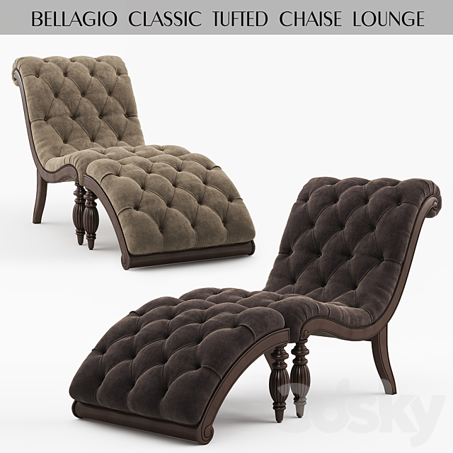 Bellagio Classic Tufted Chaise Lounge 3DS Max Model - thumbnail 1