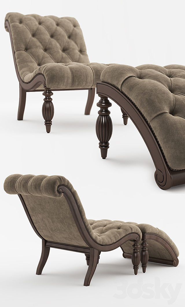 Bellagio Classic Tufted Chaise Lounge 3DS Max Model - thumbnail 2