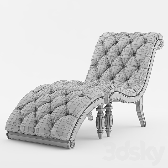 Bellagio Classic Tufted Chaise Lounge 3DS Max Model - thumbnail 3