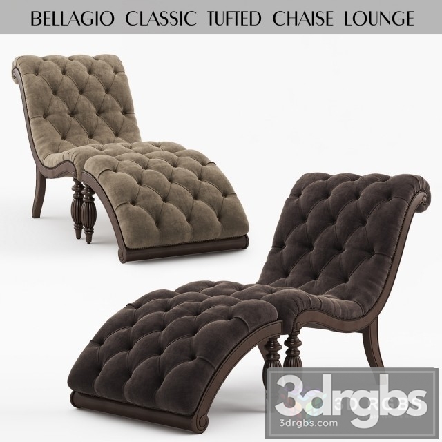 Bellagio Classic Tufted Chaise Lounge 3dsmax Download - thumbnail 1