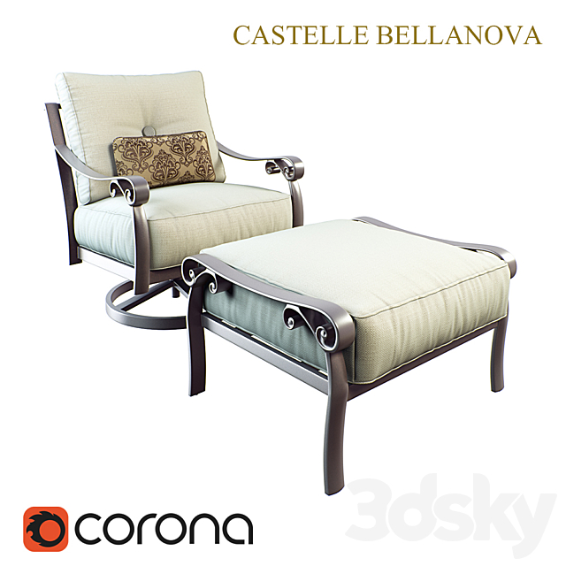 Bellanova Cushioned Swivel Rocker_Ottoman 3ds Max - thumbnail 1